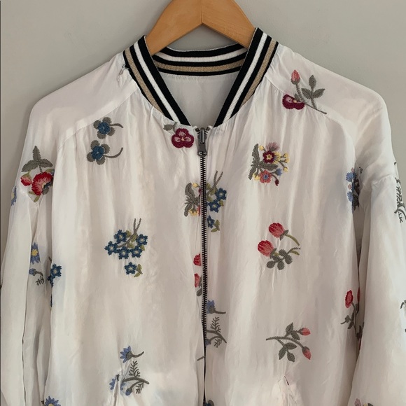 Johnny Was Kitty Reversible Bomber Jacket Size Medium Embroidered Floral - Picture 2 of 16